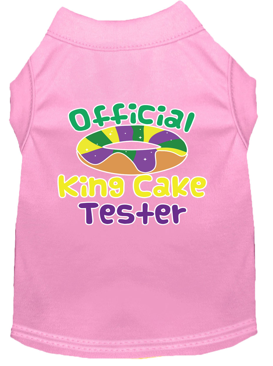 King Cake Taster Screen Print Mardi Gras Dog Shirt Light Pink Lg